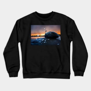 Rock With Raindrops,In The Sunset, Macro Background, Close-up Crewneck Sweatshirt